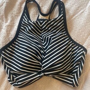 Black & White Striped Women's Racerback Highneck swim top Kona Sol small